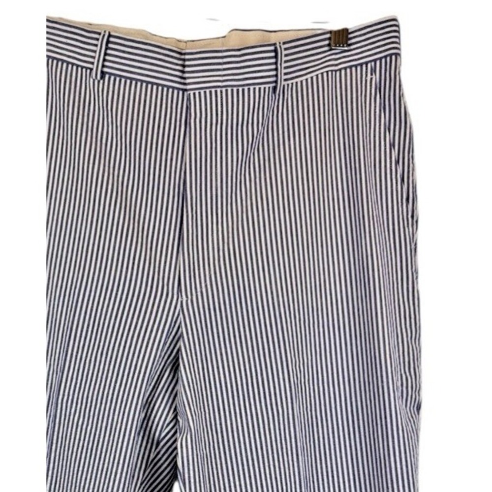 Berle Seersucker Pants Men's 34X32‎ Regular Blue Hickory Relaxed Fit Preppy - Picture 2 of 6